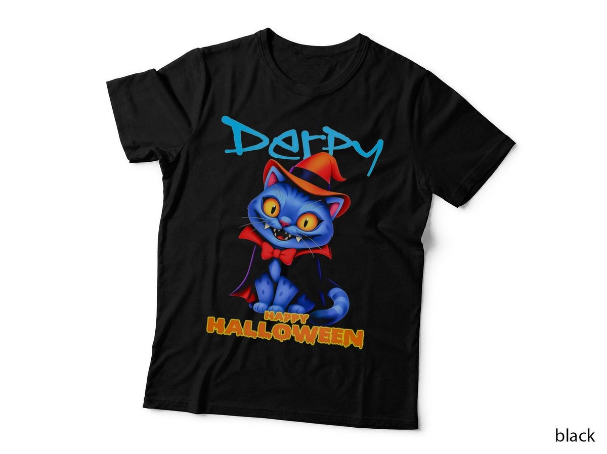 Derpy Halloween Costume T-Shirt, Spooky Cat Theme, Pet Owner Gift Idea