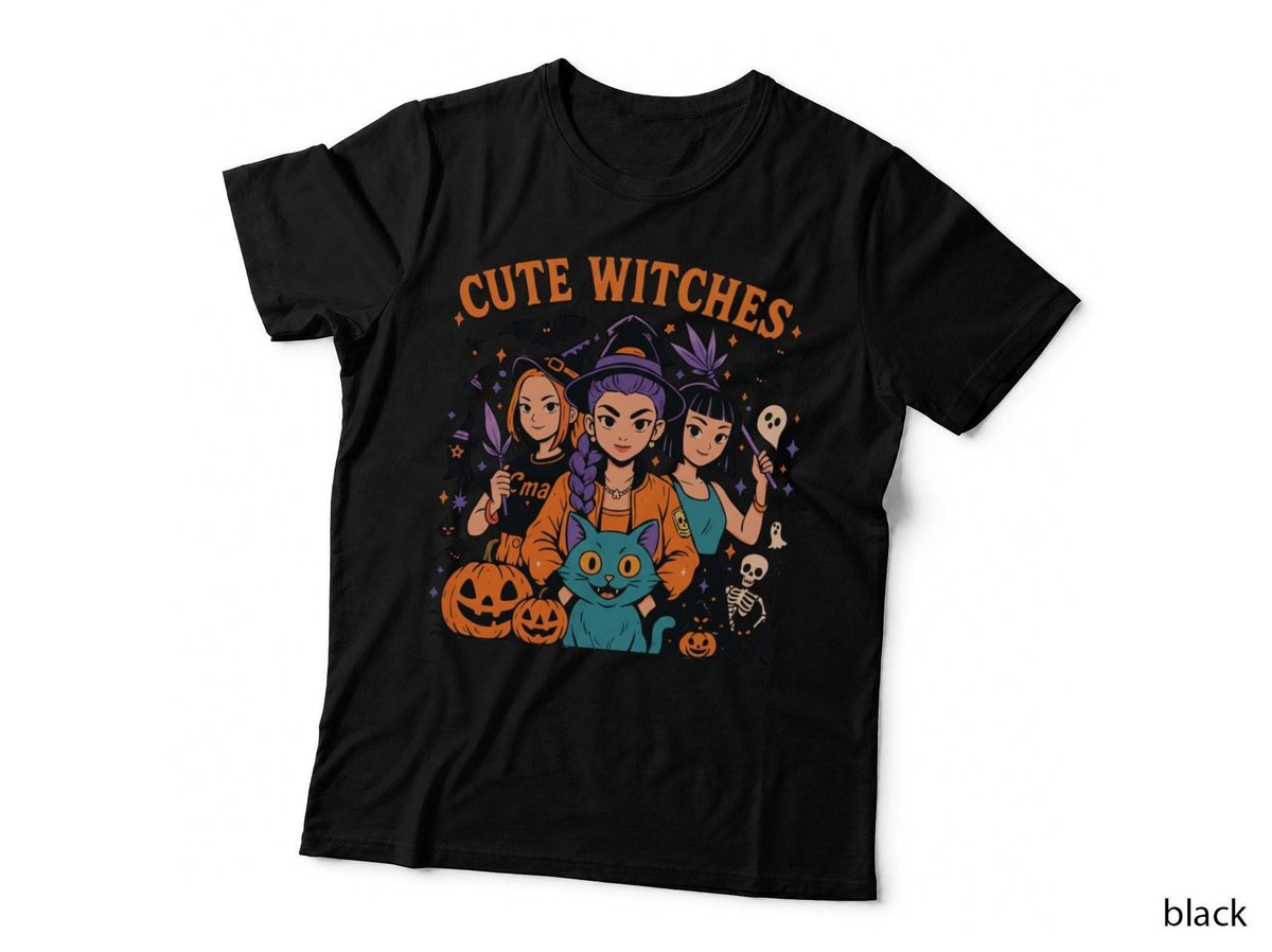 Halloween Witch Costume T-Shirt, Spooky Party Wear, Cute Witches Design