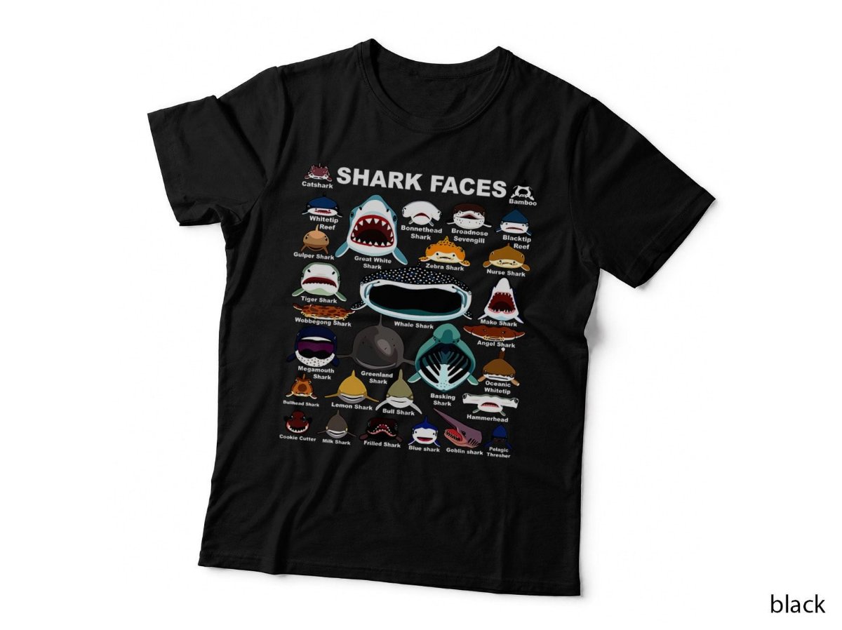 Types Of Shark Identification T-Shirt, Shark Faces Chart Ocean Lover Hoodie