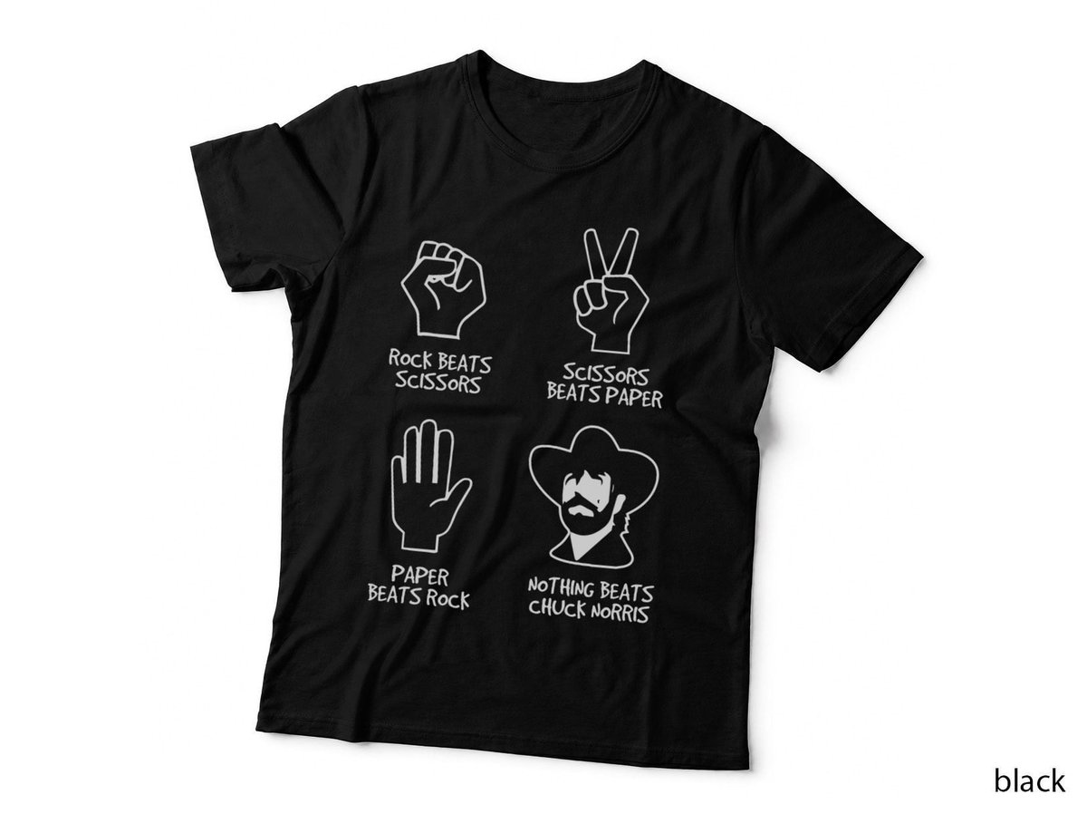 Rock Paper Scissors Classic T-Shirt, Vintage Retro, Chuck Norris Humor