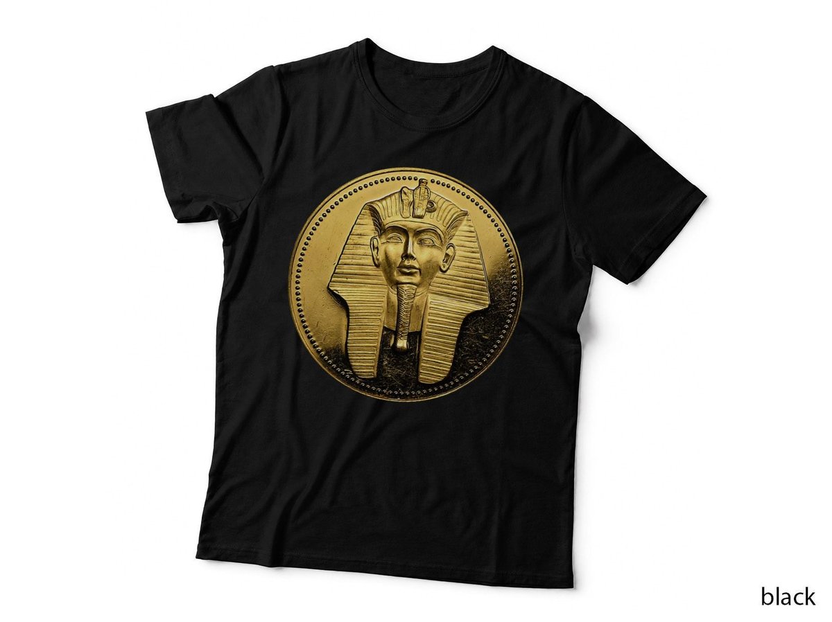 Black Ancient Egyptian Golden Pharoah Coin King Tut T-Shirt