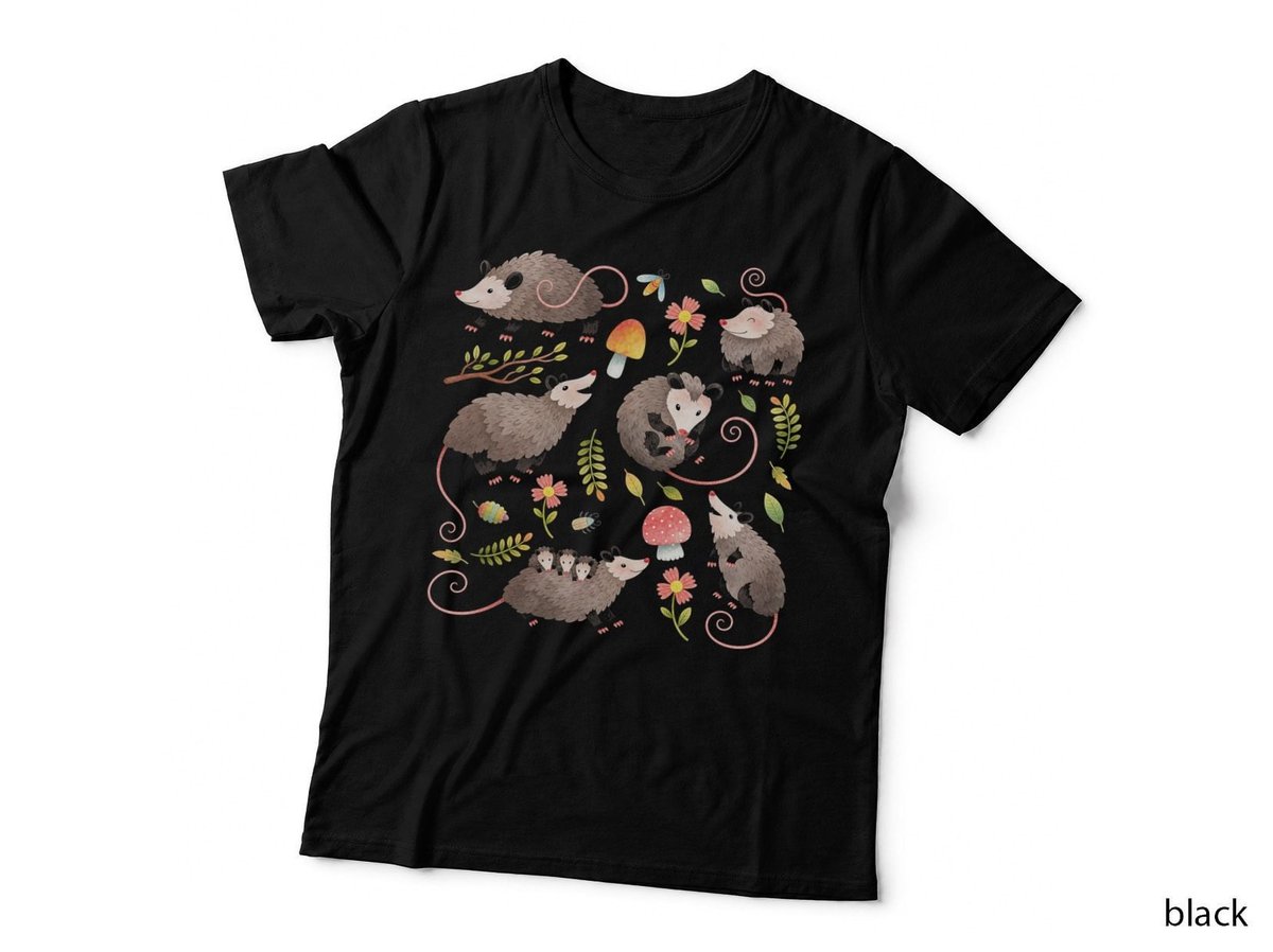 Opossum Watercolour Colour Cute Possum Cottagecore Animal T-Shirt Hoodie Lover