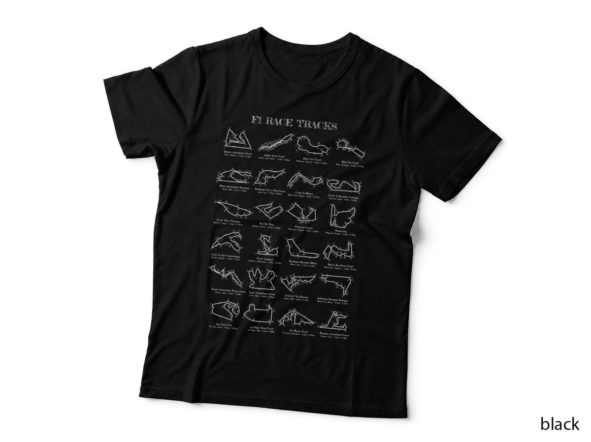 F-1 Race Tracks T-Shirt, F1 Circuit Print, Motorsport Fan Gift