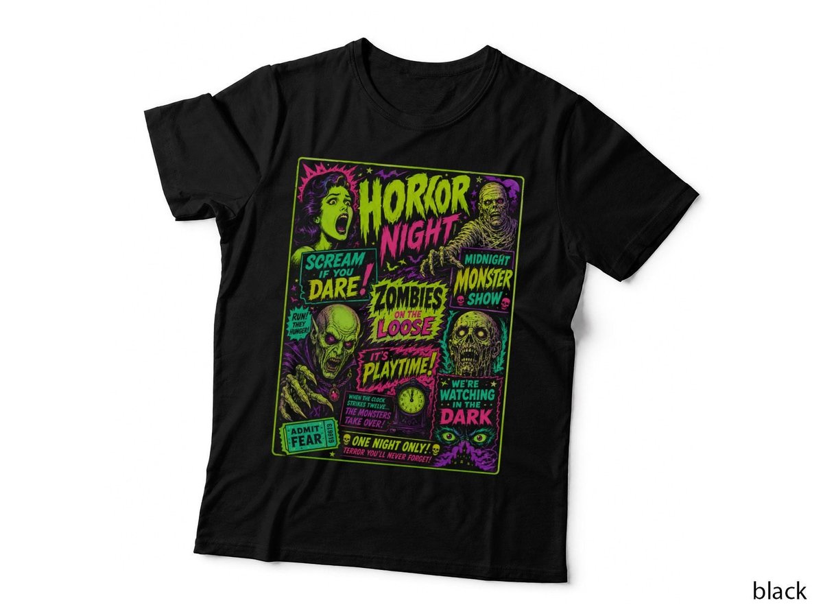 Horror Night Spook Show Poster Halloween Monster T-Shirt Hoodie Vintage Gift