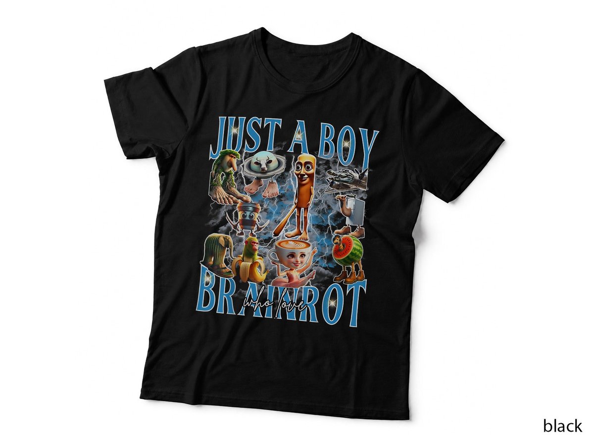 Just A Boy Who Loves Brainrot Italian Meme Boys Girl Kids Youth T-Shirt