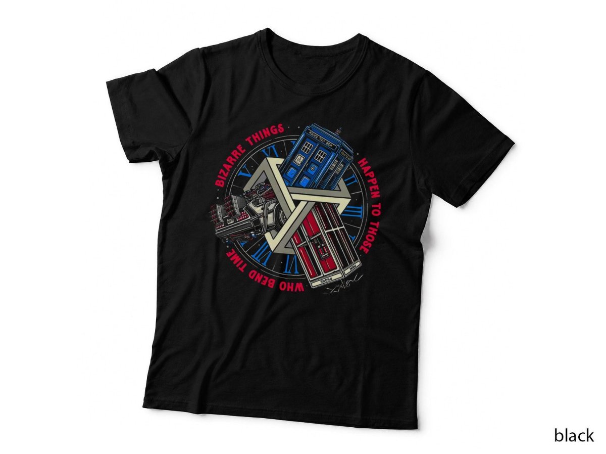 Time Benders T-Shirt, Doctor Who Blue Police Box Back To The Future Hoodie