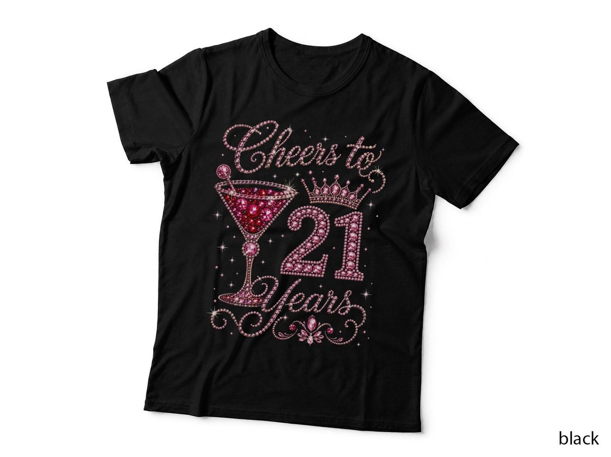 Cheers To 21 Years 21st Birthday Pink Bling T-Shirt Hoodie Born 2005 Gift Her