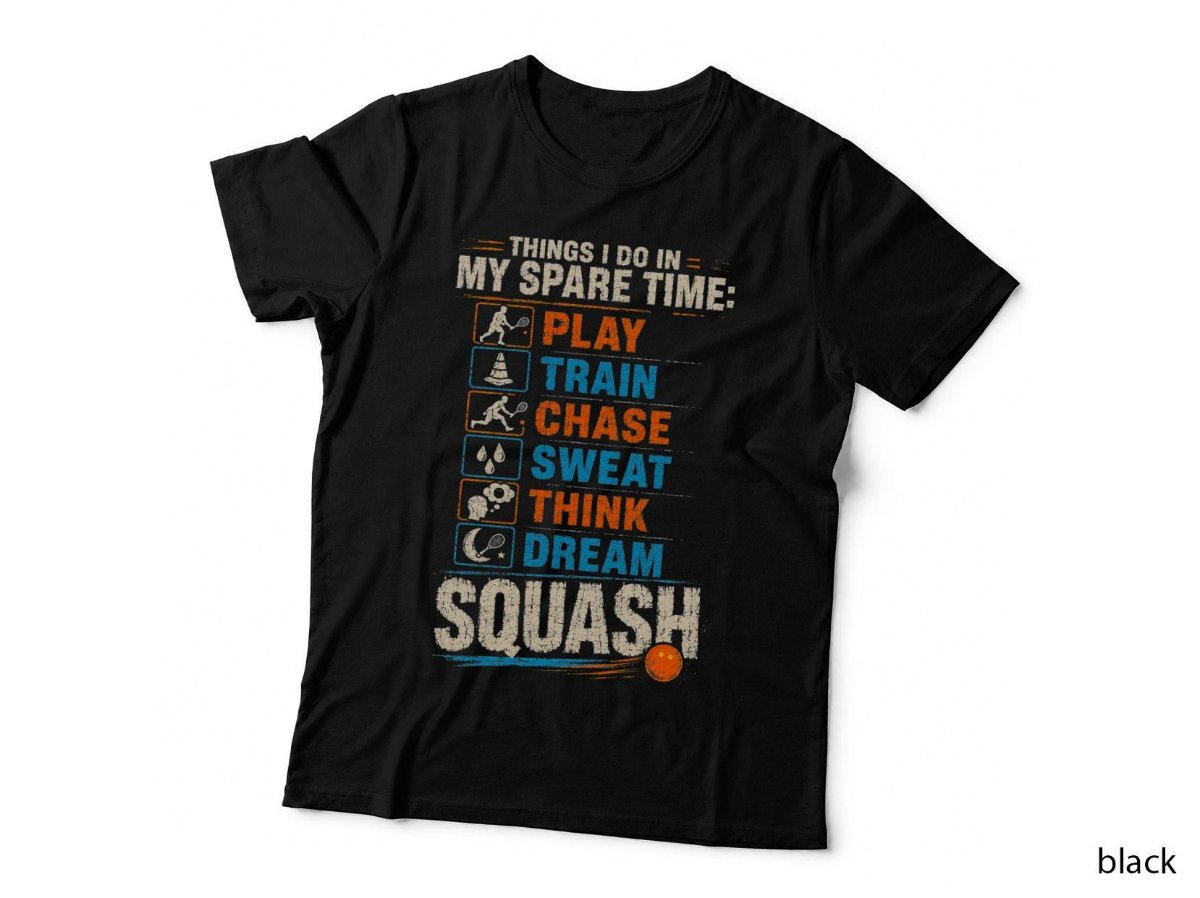 Squash Spare Time Checklist T-Shirt, Funny Racket Sports Halftone Hoodie