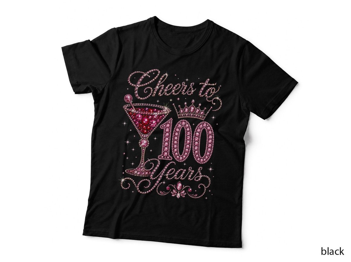 Cheers To 100 Years 100th Birthday Pink Bling T-Shirt Hoodie Born 1926 Grandma