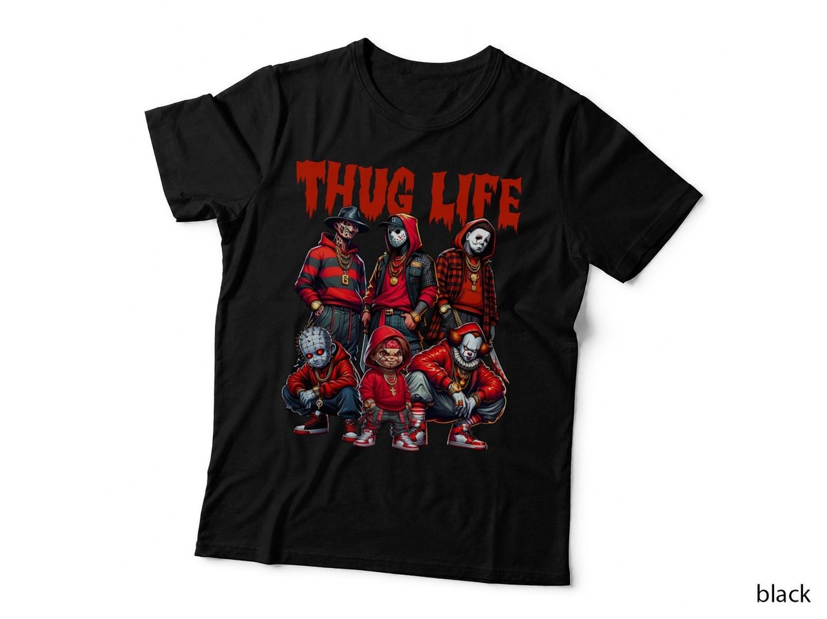 Horror Movie Villains Thug Life T-Shirt, Halloween Costume, Scary Fan Art
