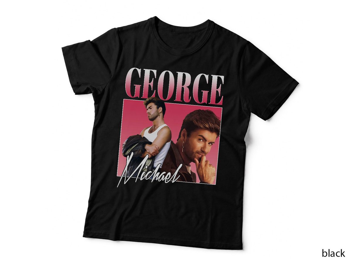 George Michael Vintage Pop Star Collage T-Shirt, 80S Retro Icon, Pink Portrait