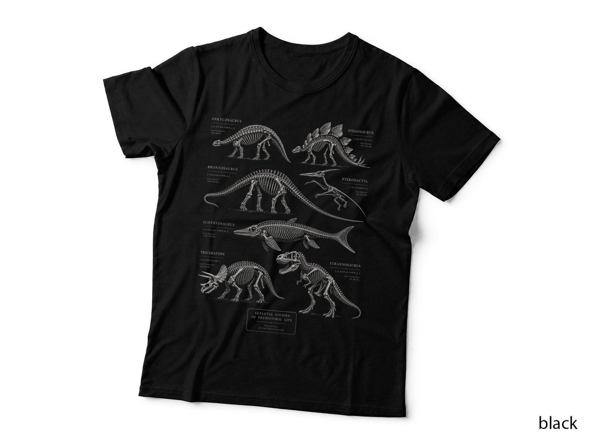 Dinosaur Skeleton Chart Palaeontology Fossil Science T-Shirt Hoodie Vintage