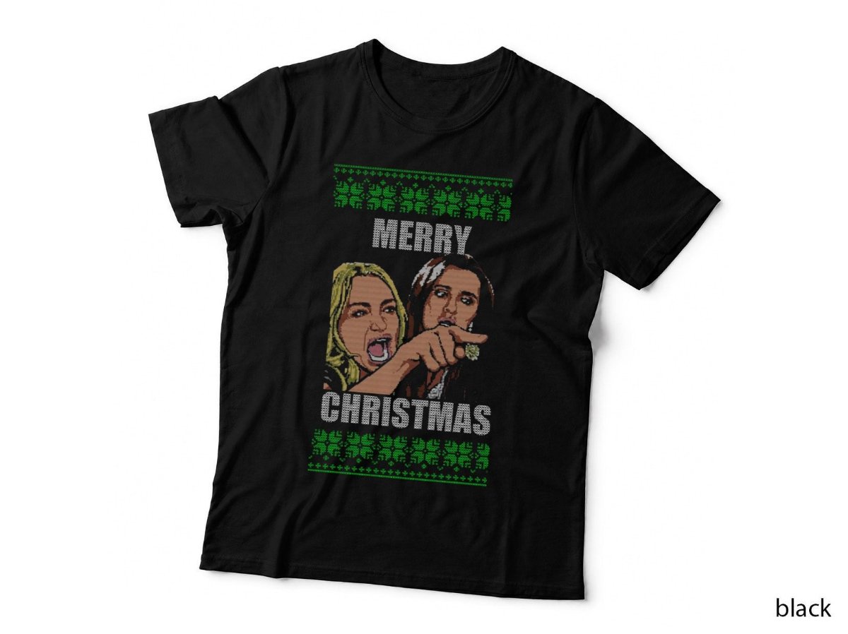 Yelling at Cat Meme Merry Christmas T-Shirt, Festive Xmas Humor Cat Hoodie