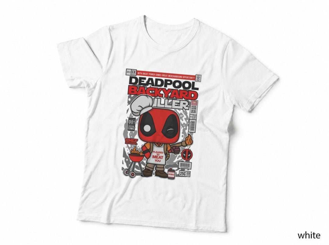 Deadpool Backyard Griller T-Shirt, Comic Parody, Funny Sarcasm