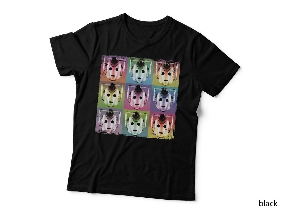 Doctor Who Cyberman Pop-Art Nine-Panel Pastel Colour Grid T-Shirt