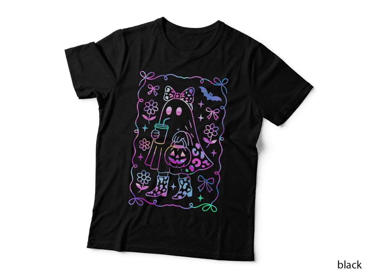 Ghost Halloween Costume T-Shirt, Pastel Rainbow Style, Spooky Party Wear