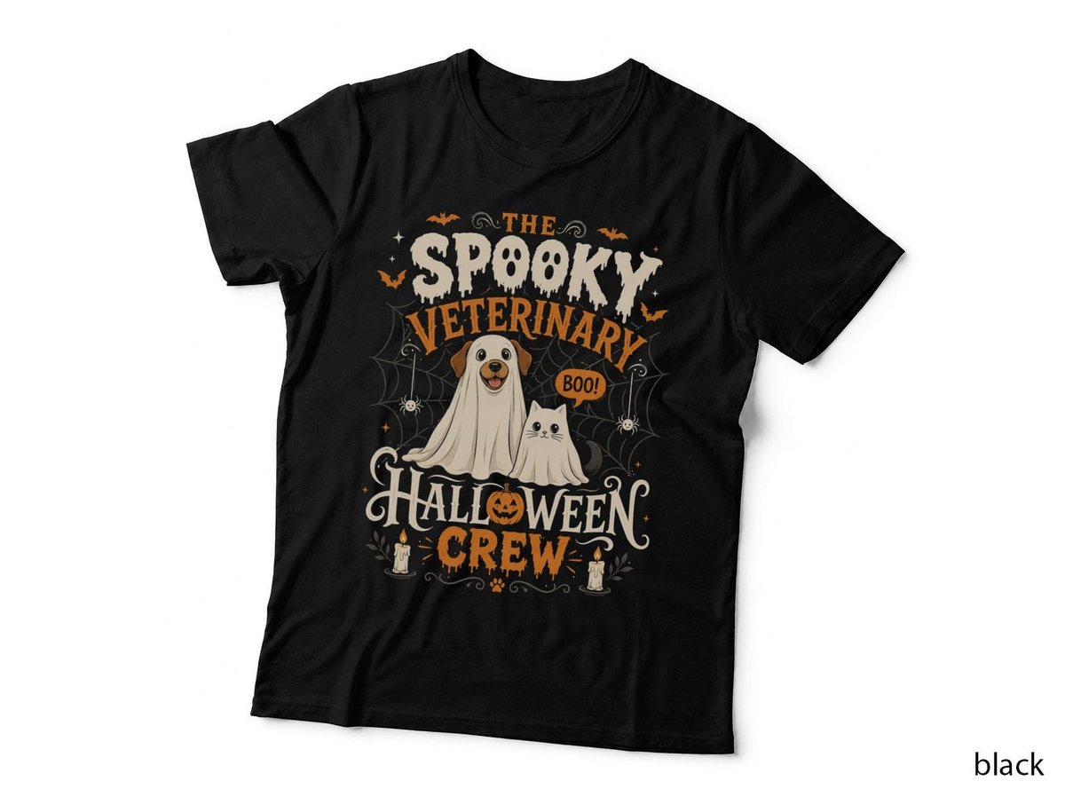 Spooky Veterinary Halloween Crew Vet Nurse Ghost Dog Cat Tech T-Shirt Hoodie