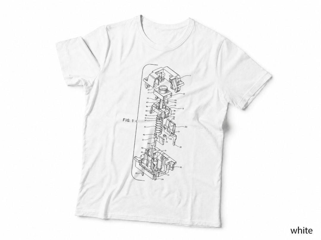 Mechanical Keyboard Key Patent T-Shirt, Retro Tech Style, Nerd Apparel