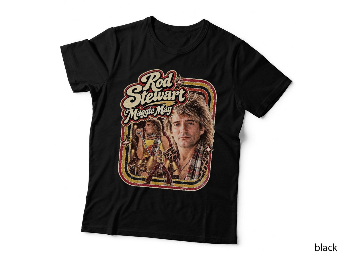 Rod Stewart Maggie May Vintage Rock Retro Badge Distressed Print Music T-Shirt