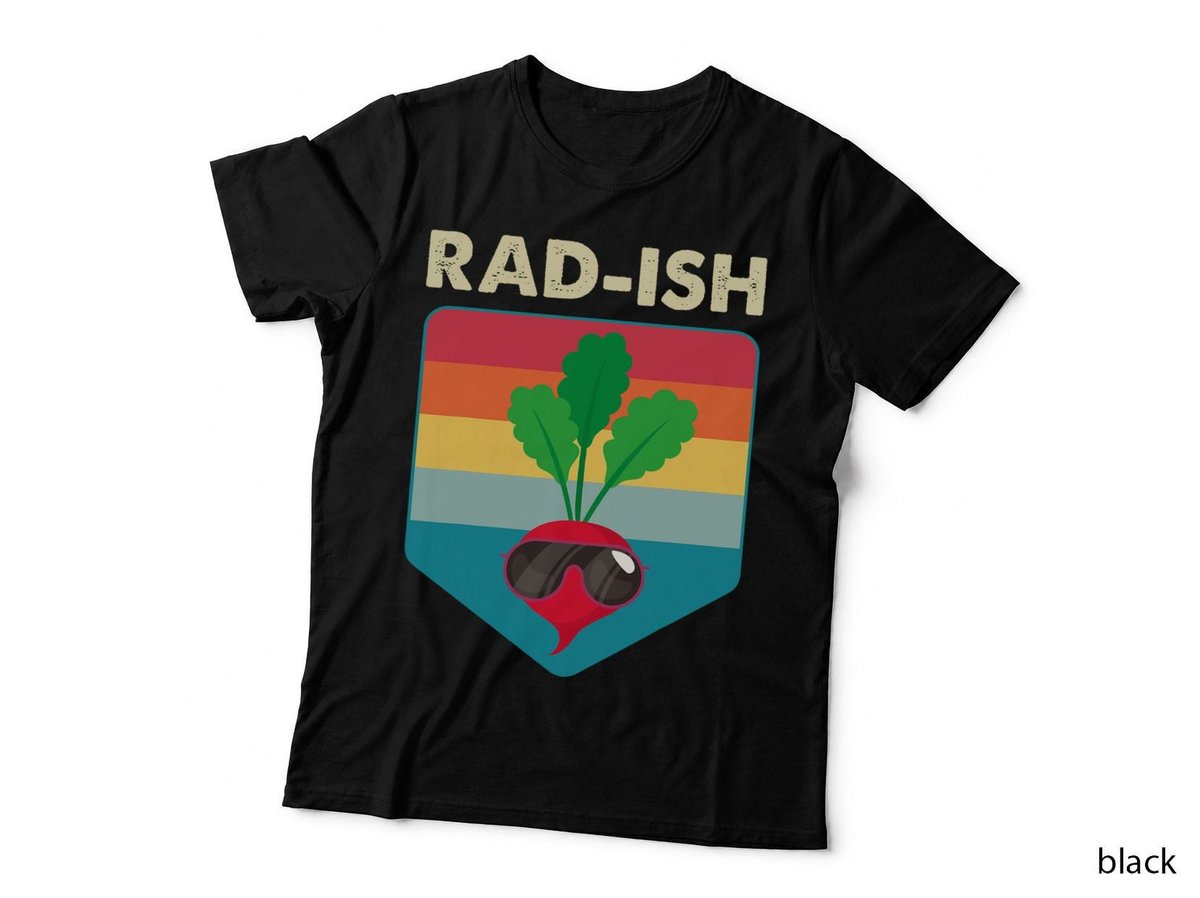 Rad-Ish Funny Radish Lover Vegan Vegetarian Food Pun T-Shirt_2
