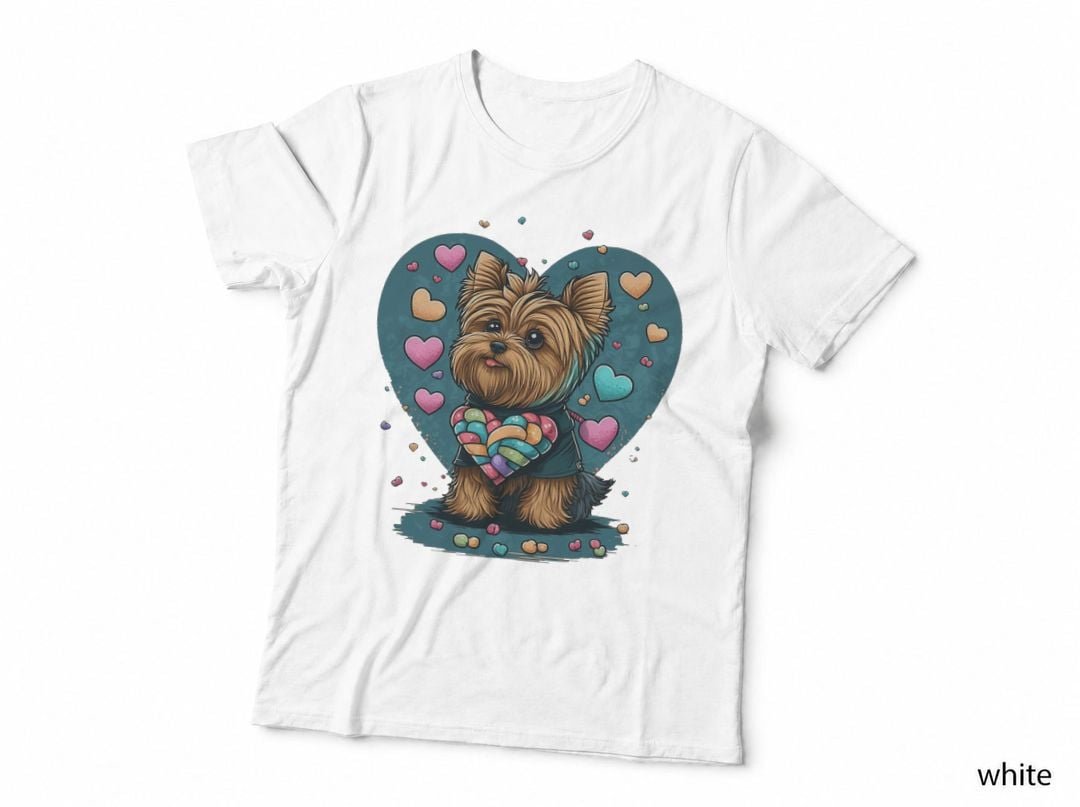 I Love My Yorkshire Terrier Yorkie Dog Valentines Heart Art T-Shirt