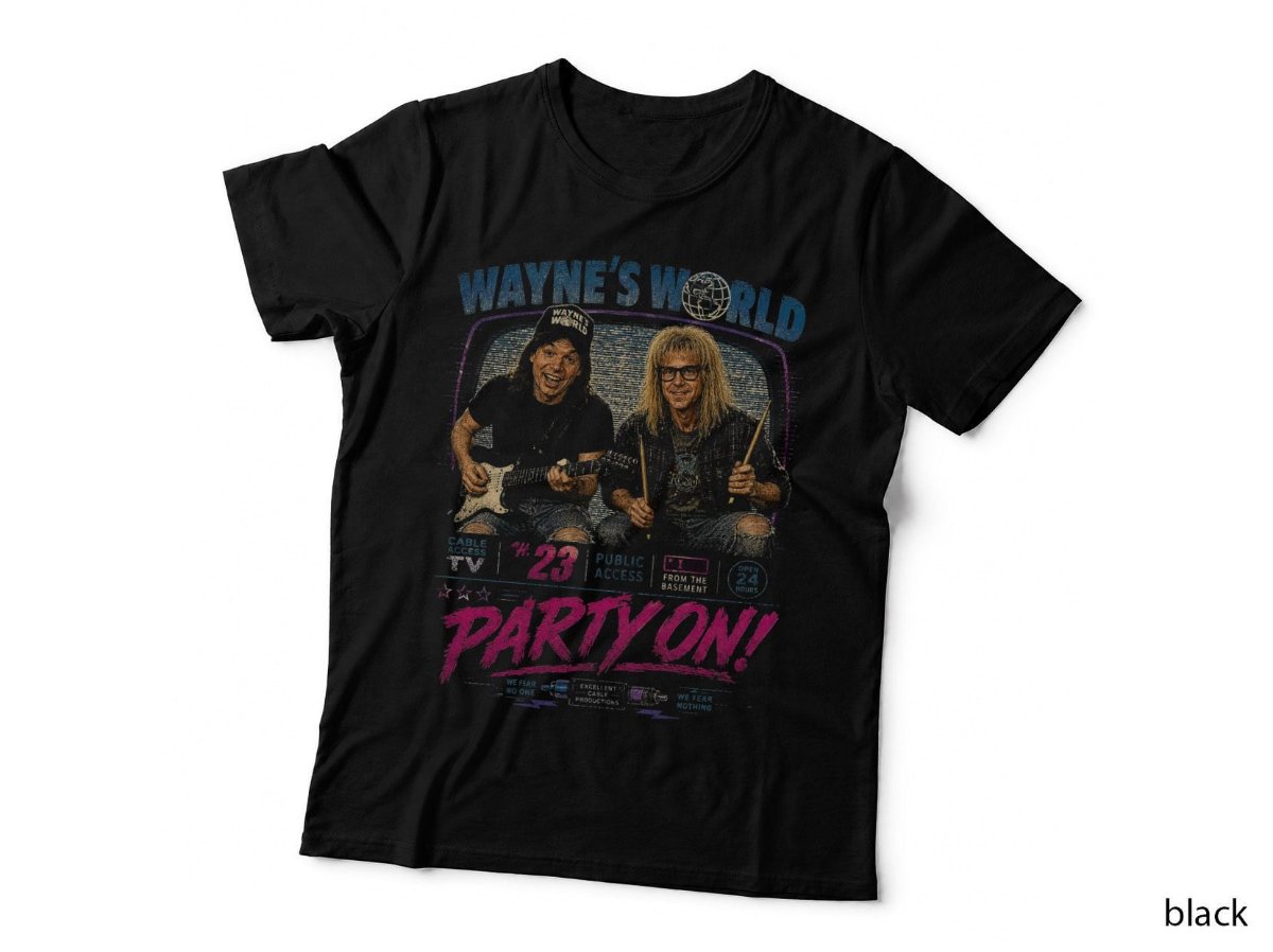 Waynes World Party On T-Shirt, Public Access 90s Rock Comedy Halftone Hoodie