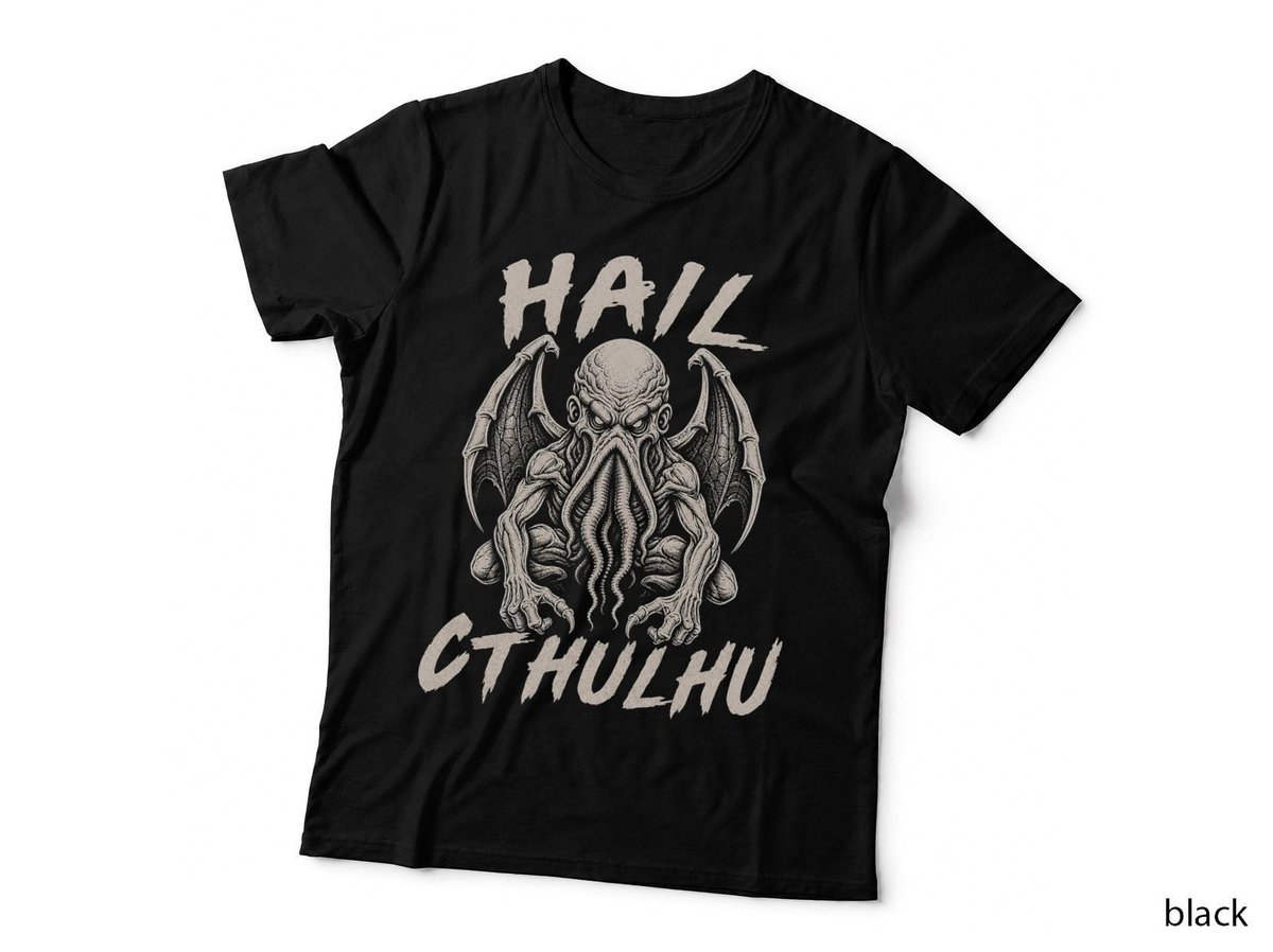 Hail Cthulhu Brush Lovecraft Cosmic Horror Occult Tentacle T-Shirt Hoodie Goth