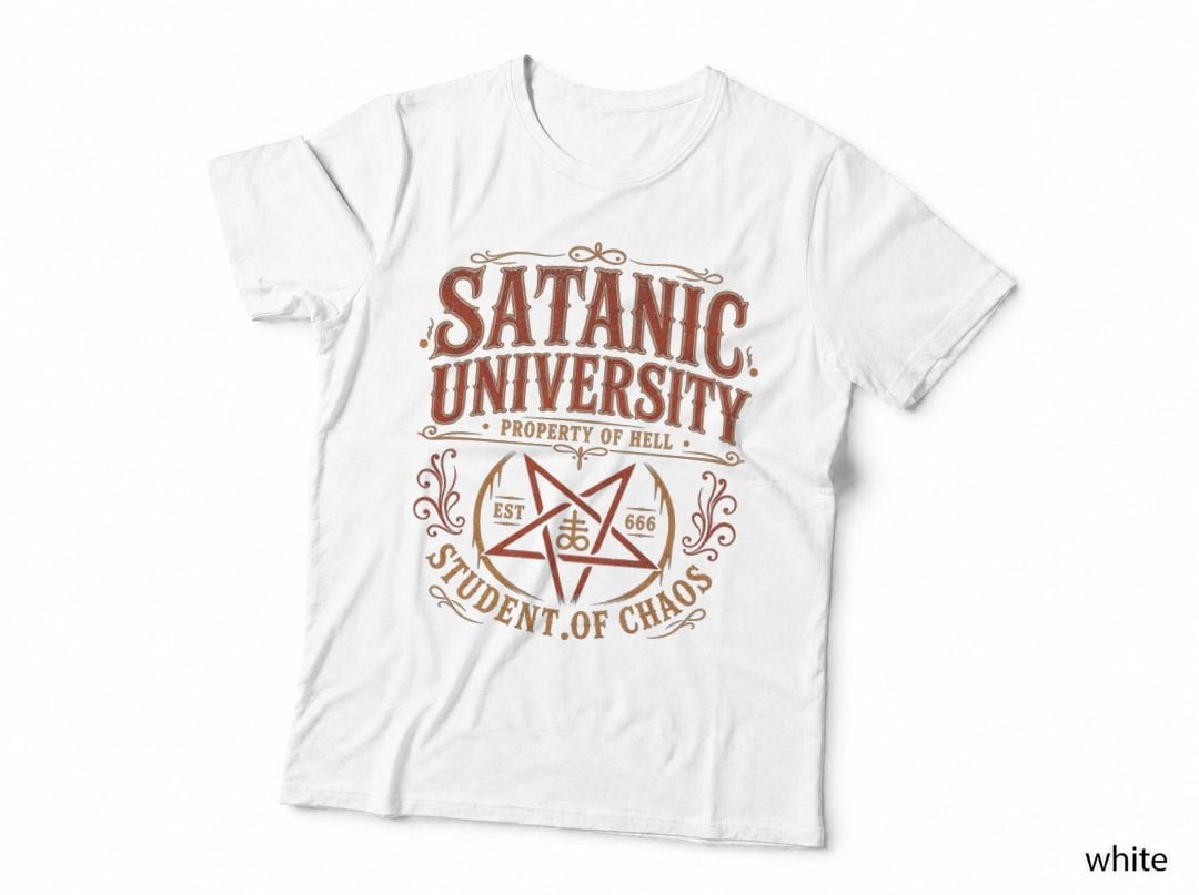Satanic University Property Of Hell Funny Occult Gothic Goth T-Shirt Hoodie