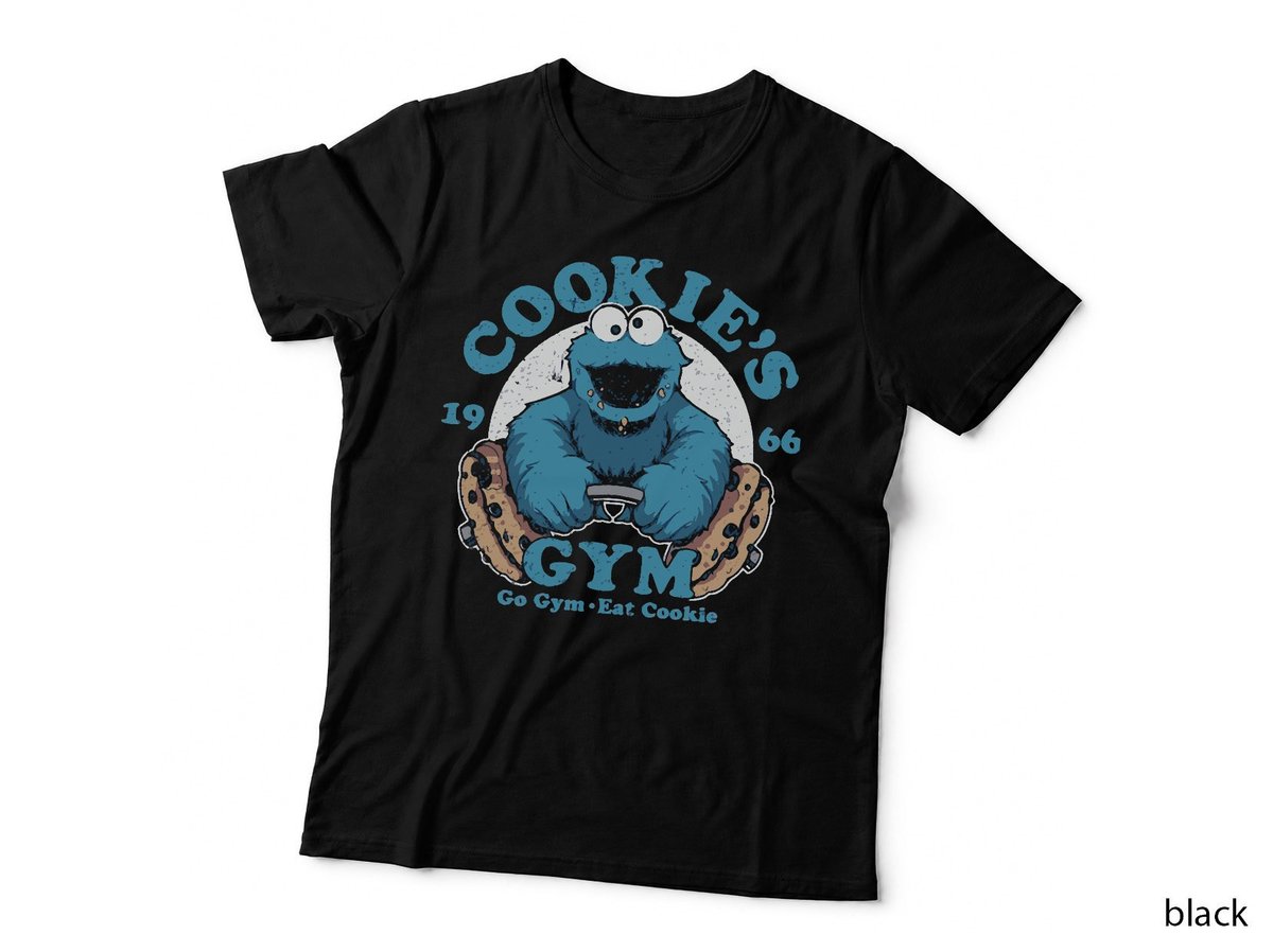 Cookie Monster Gym T-Shirt, Retro 1966 Workout, Sesame Street Parody