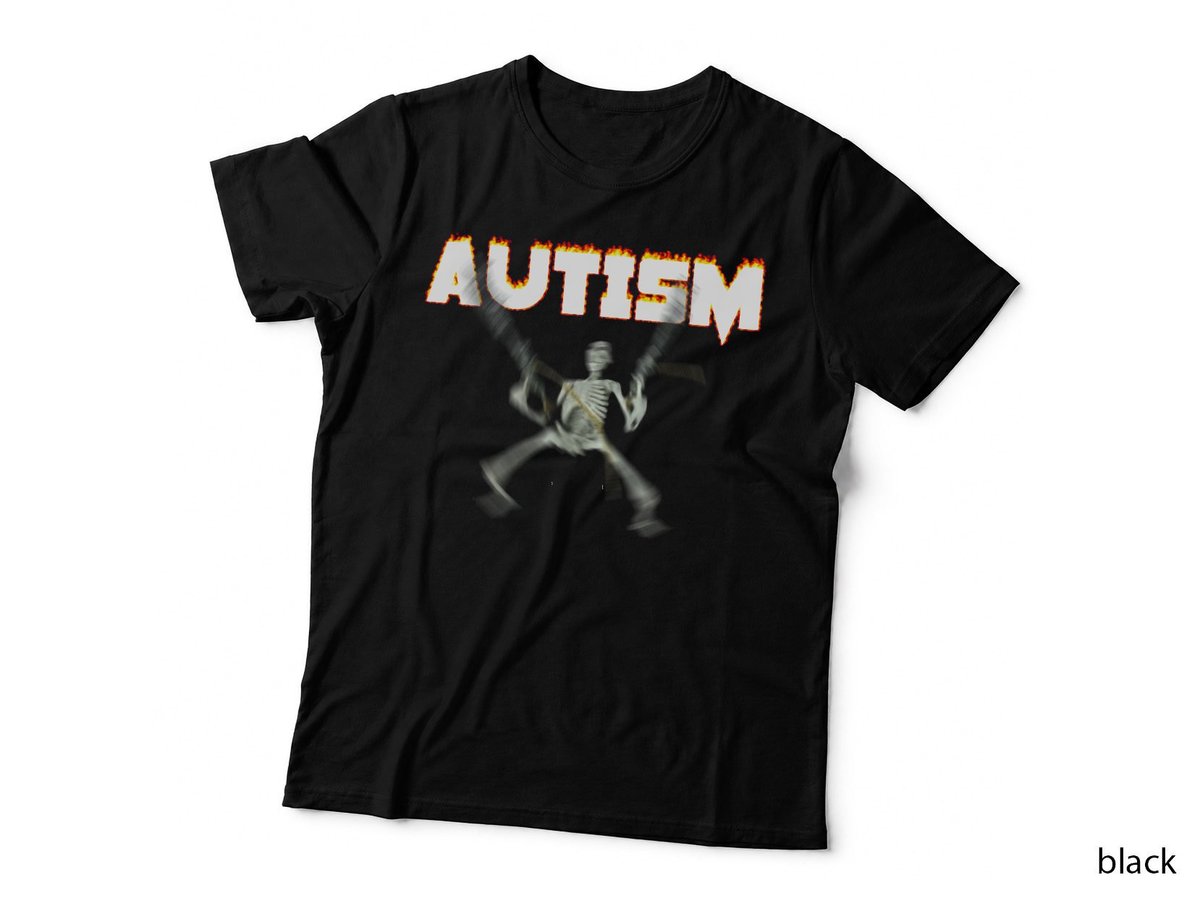 Autism Awareness T-Shirt, Flaming Skeleton Graphic, Gothic Rock Style