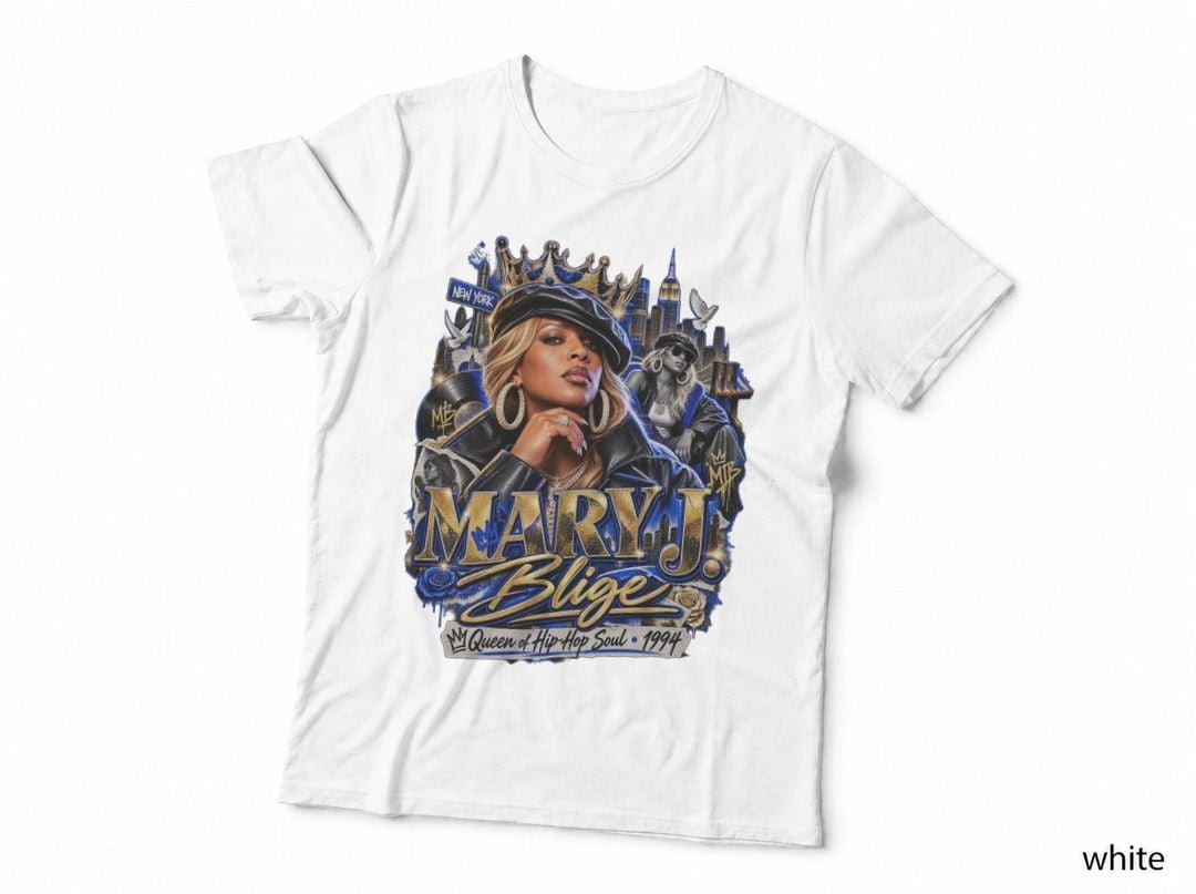 Mary J Blige Queen Of Hip Hop Soul 1994 R&B Rap Singer T-Shirt Hoodie Vintage