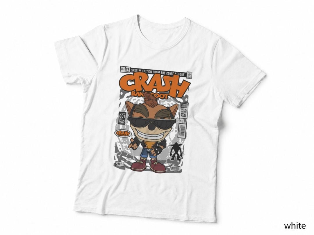 Crash Bandicoot T-Shirt, Comic League Art, Retro Gaming Fan