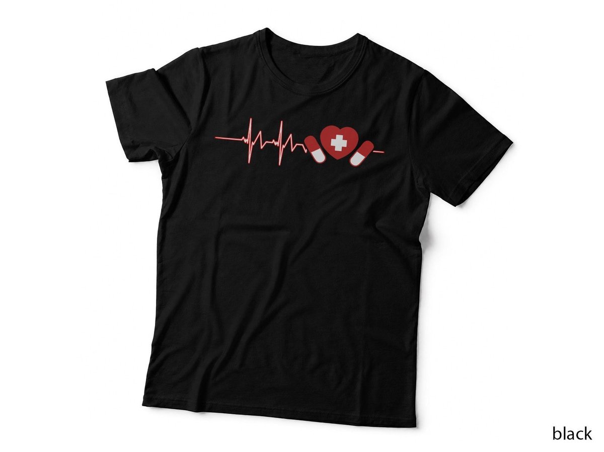 Pharmacist Pharm Tech Medicine Nurse Druggist Heartbeat T-Shirt