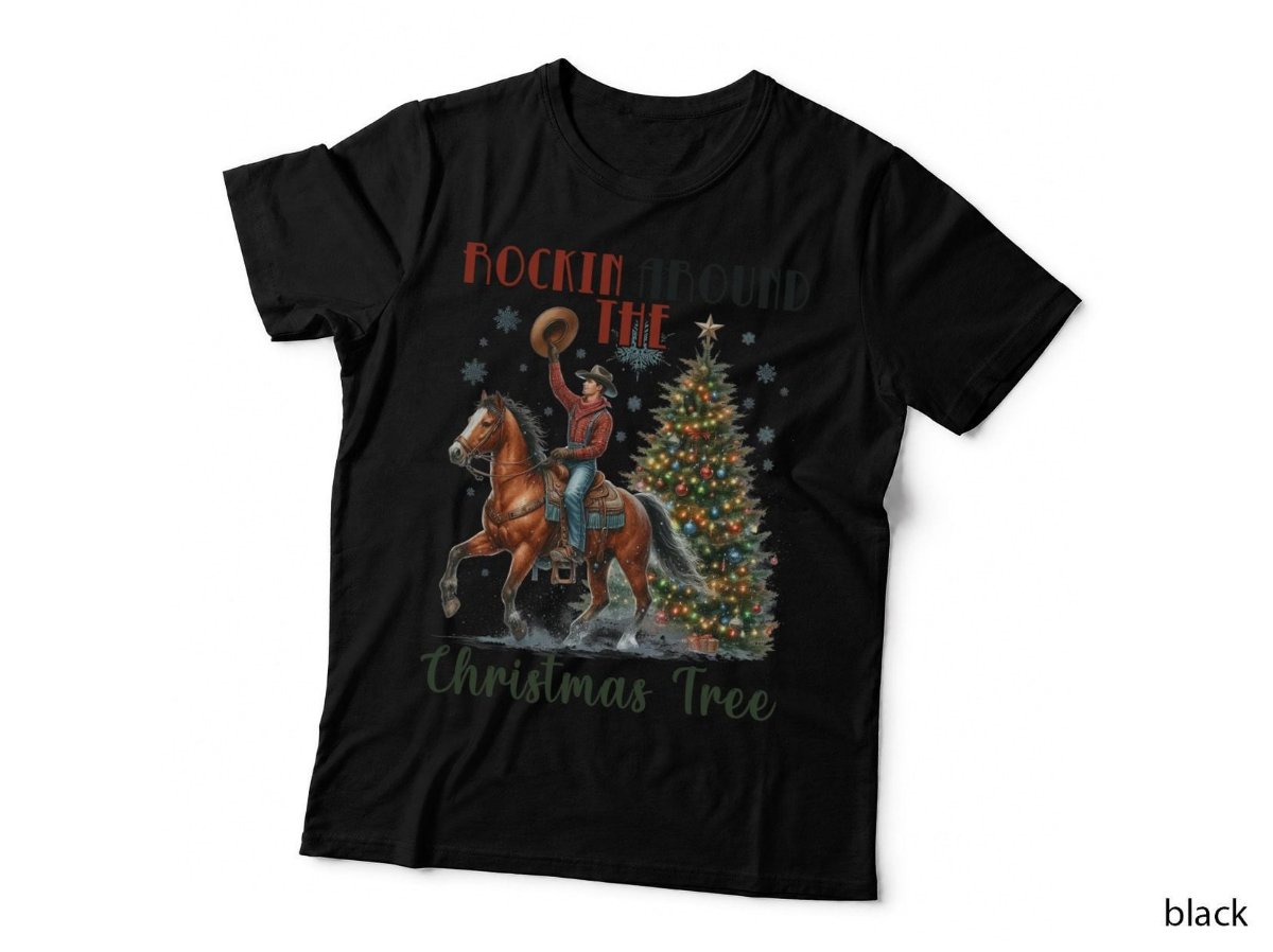 Western Christmas T-Shirt, Rocking Around The Christmas Tree Xmas Hoodie