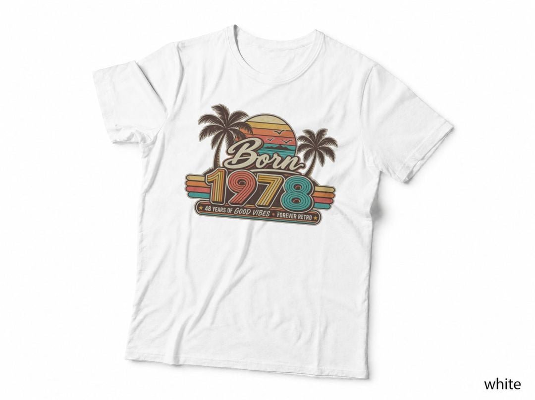 1978 48th Birthday Good Vibes Sunset Palm Trees Born 1978 T-Shirt Hoodie