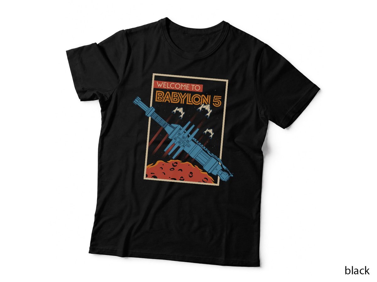 Babylon 5 T-Shirt, Welcome To Babylon Space Station, Retro Sci-Fi Art