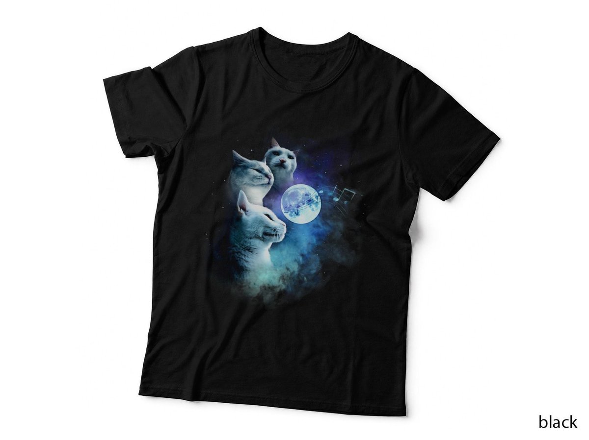 Cat Vibing Meme Galaxy Cats Three Cat Moon CatJAM T-Shirt