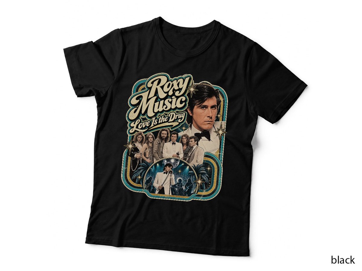 Roxy Music Love Is the Drug Vintage Glam Rock Badge Art Rock Music T-Shirt