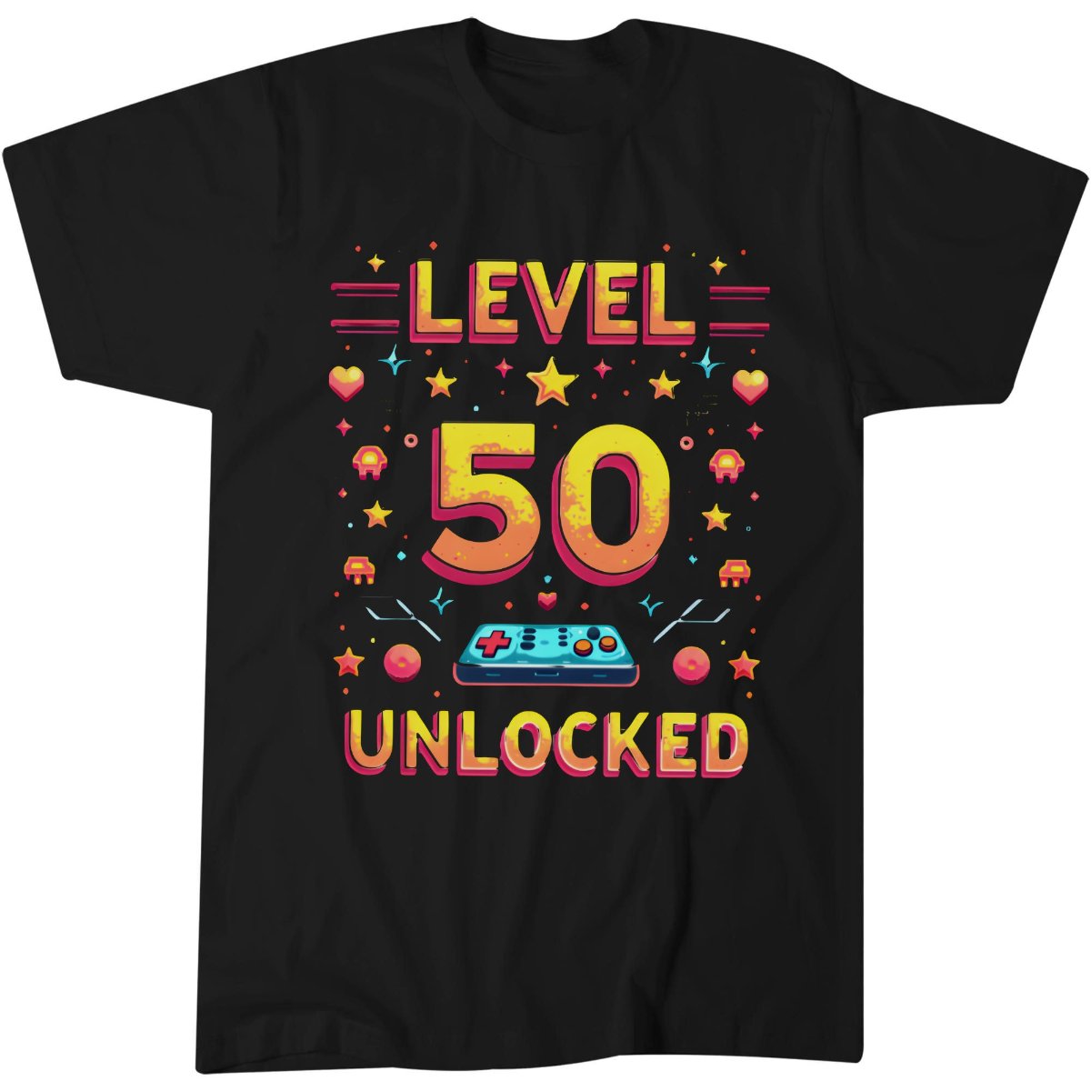 50th Birthday Level 50 Unlocked Gamer Arcade Retro T-Shirt