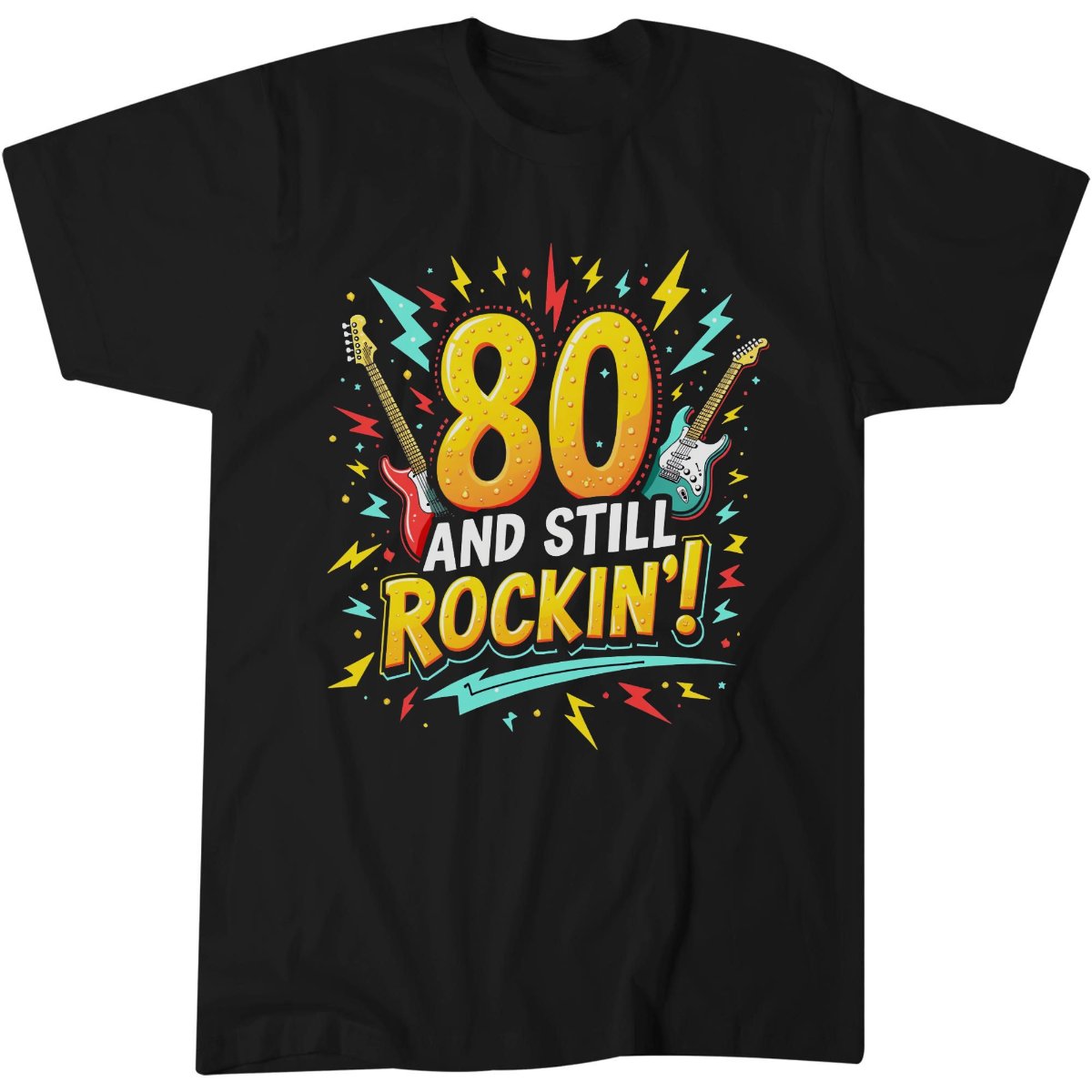 80th Birthday Guitarist Rock Band T-Shirt