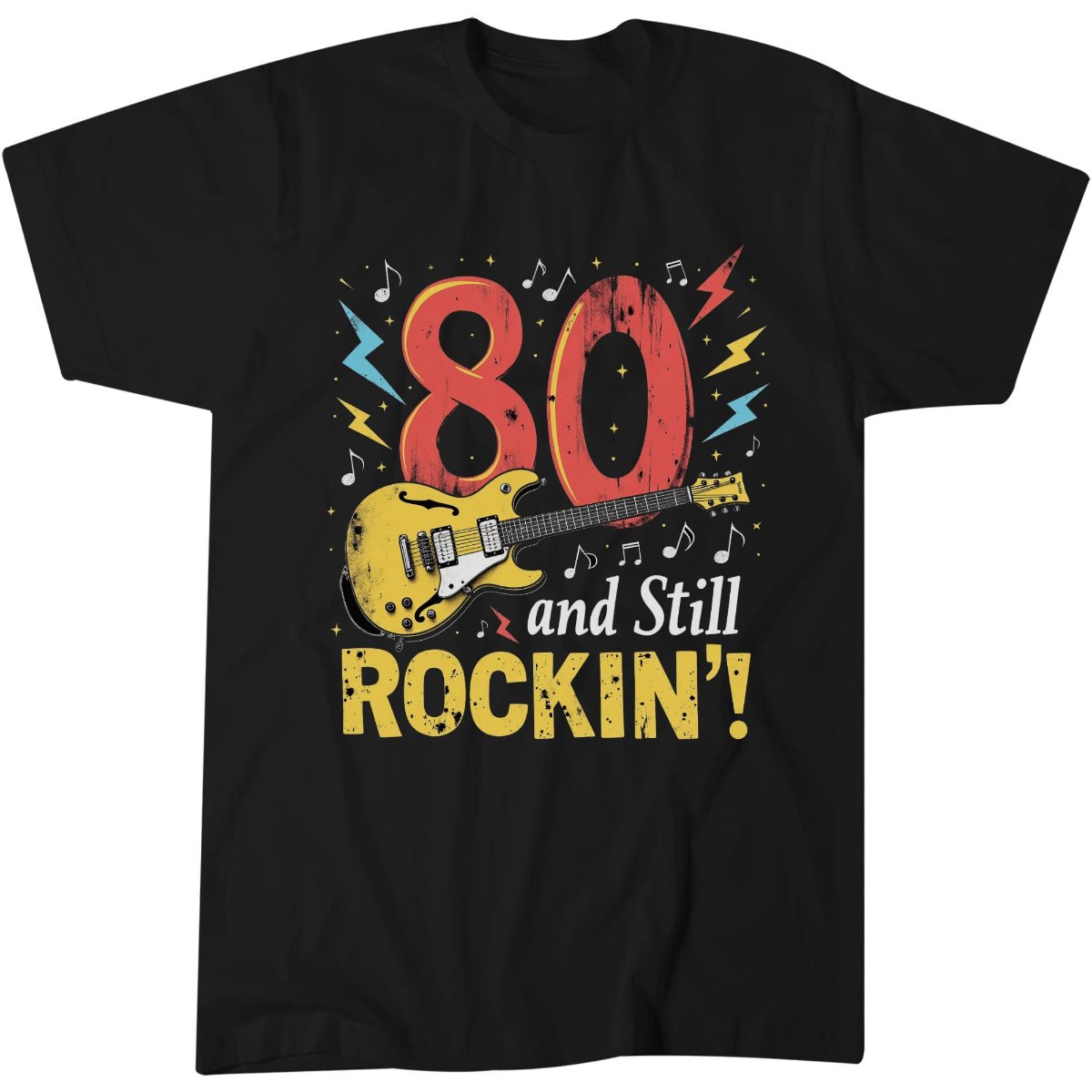 80th Birthday Mens Guitar Rock Music T-Shirt