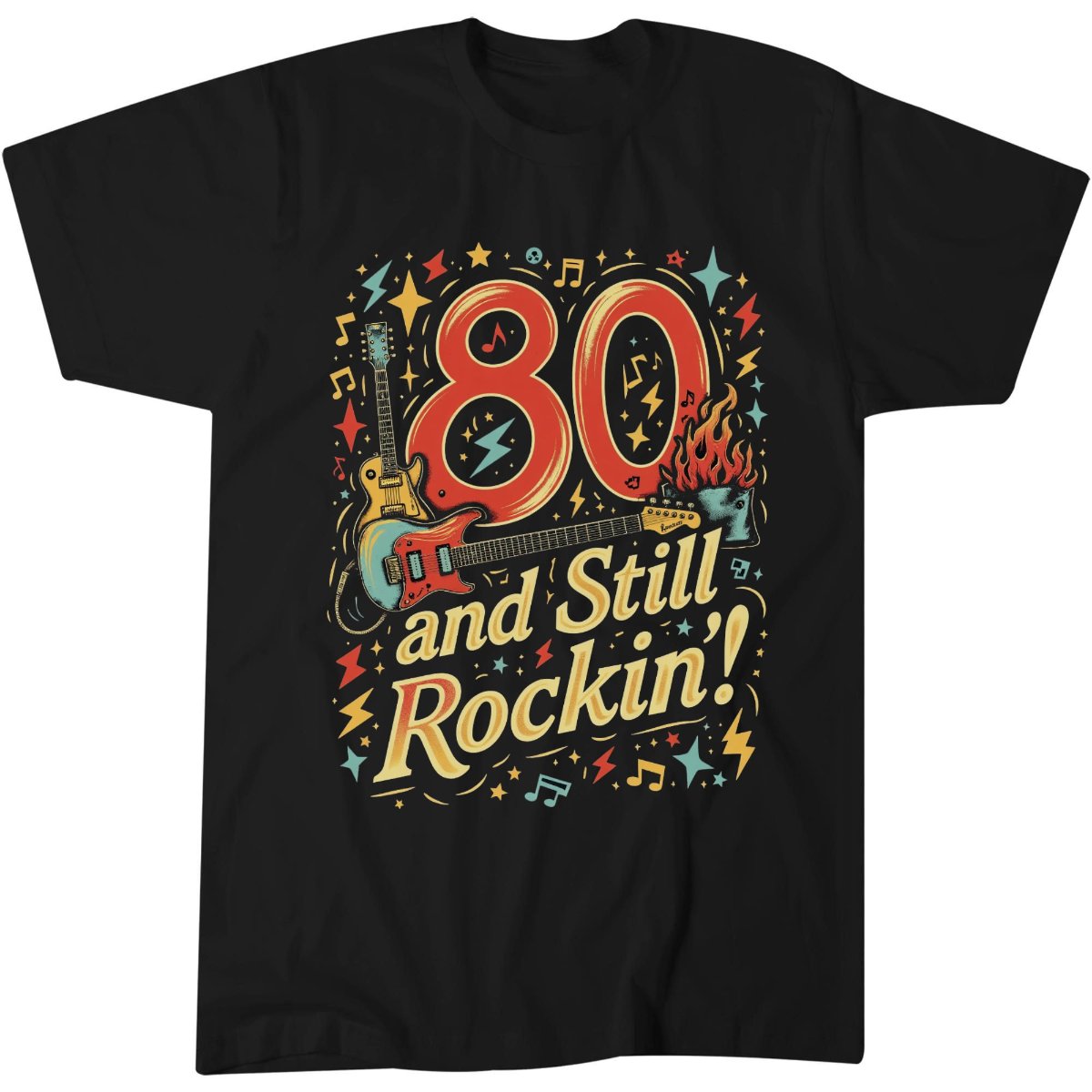 80th Birthday Rock N Roll Guitar T-Shirt