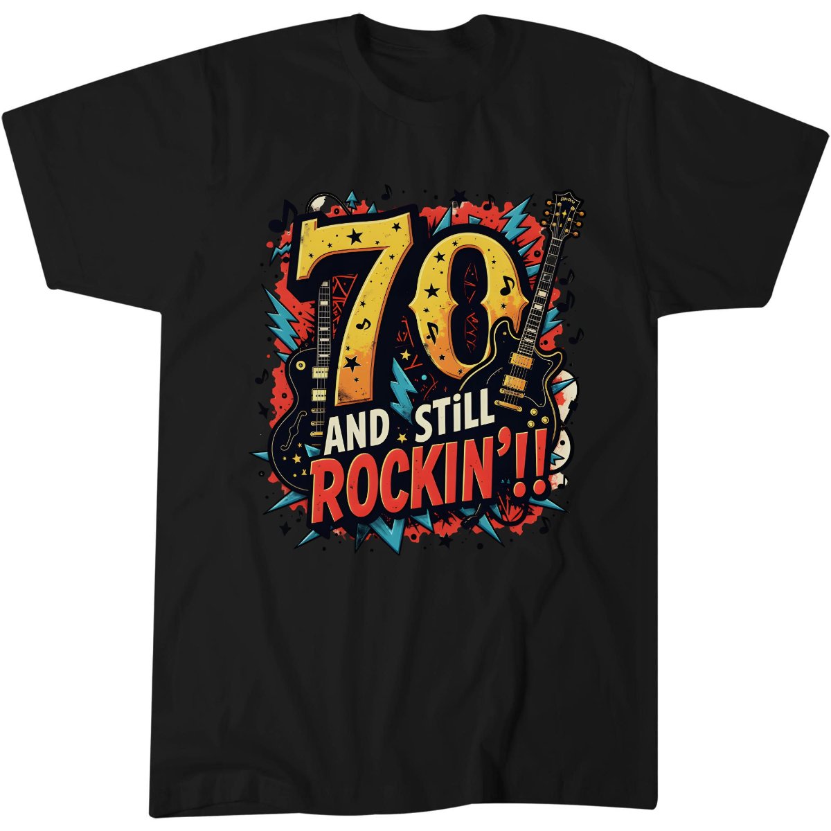 Fun 70th Birthday Guitar Rock N Roll Band T-Shirt