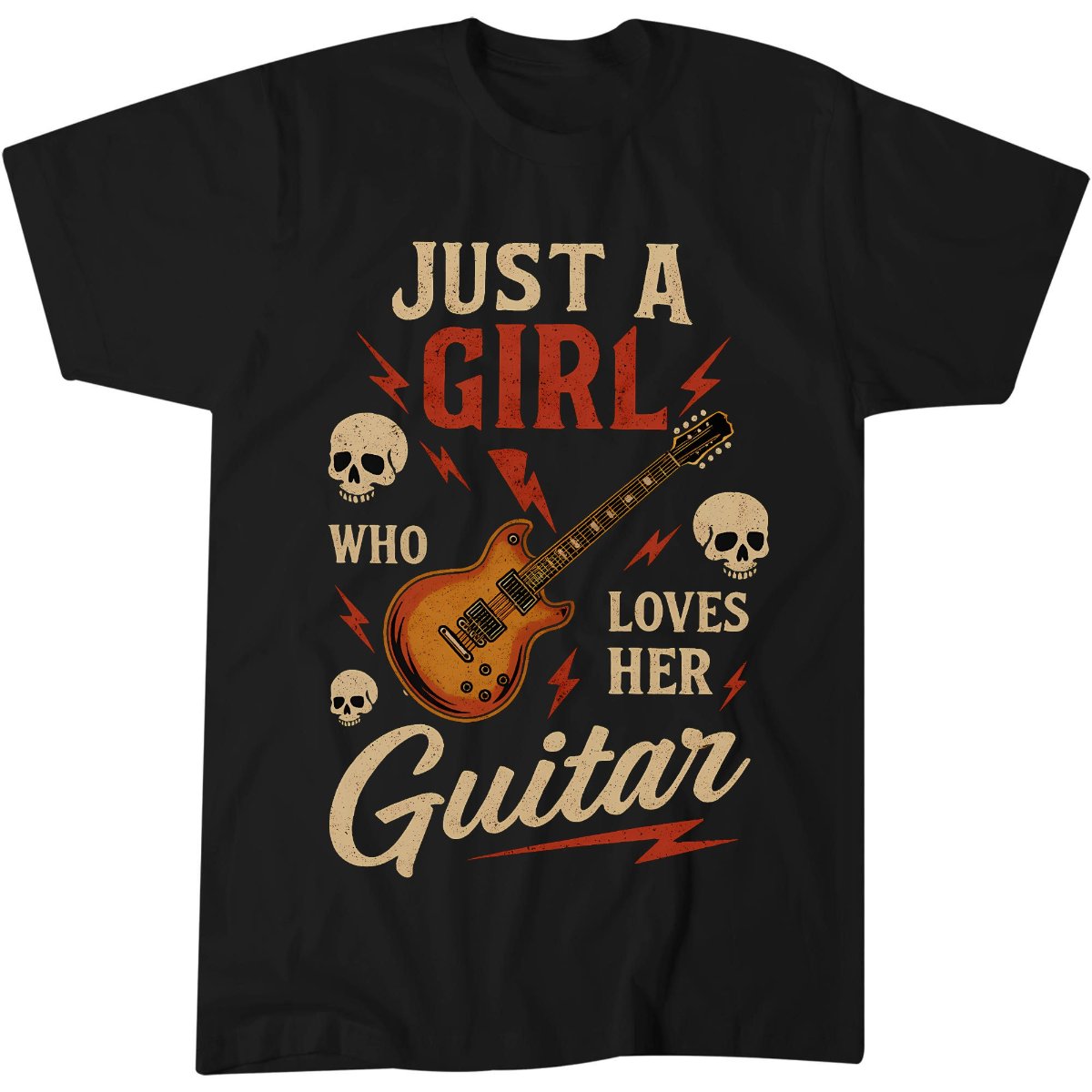 Girl Who Loves Her Guitar Rock T-Shirt