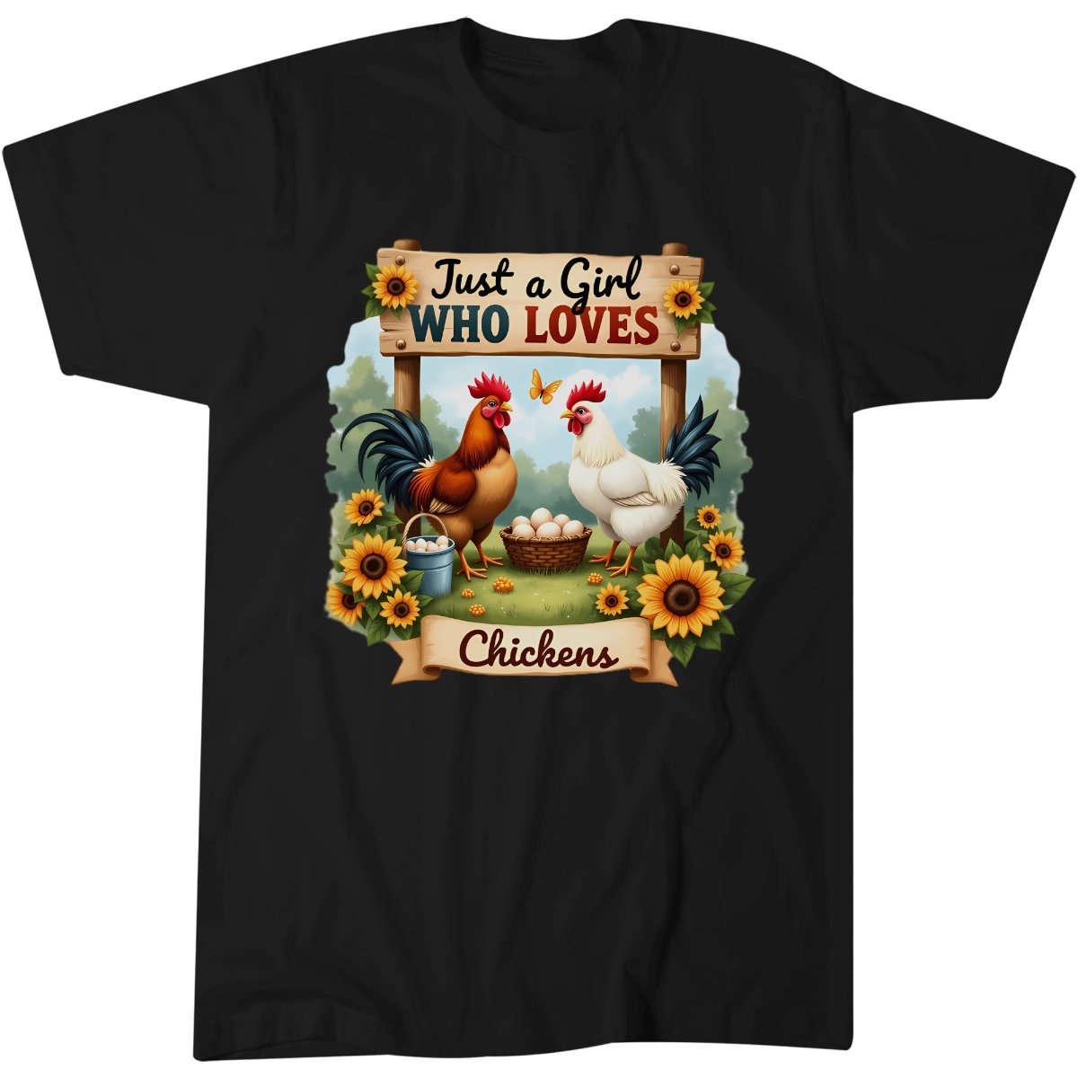 Just A Girl Who Loves Chickens Farm T-Shirt