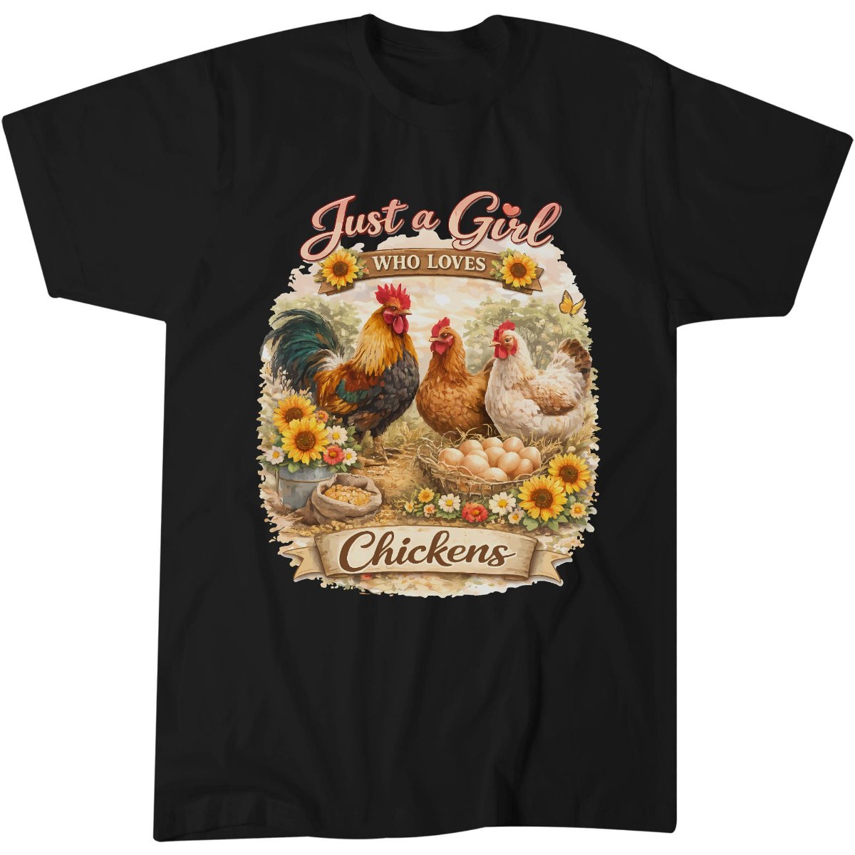 Just A Girl Who Loves Chickens Funny Farm Gift T-Shirt