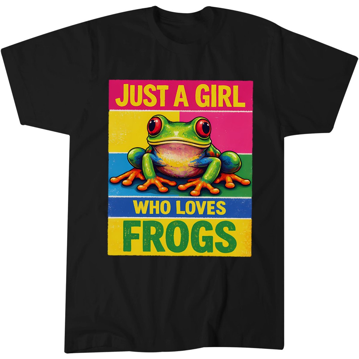 Just A Girl Who Loves Frogs Rainbow Pop Art T-Shirt