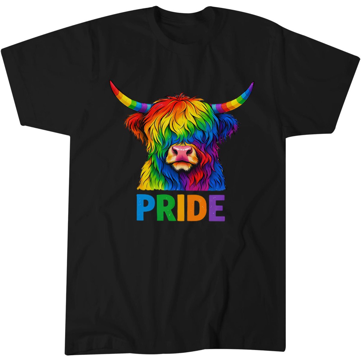 Pride Colourful Rainbow Highland Cow T-Shirt