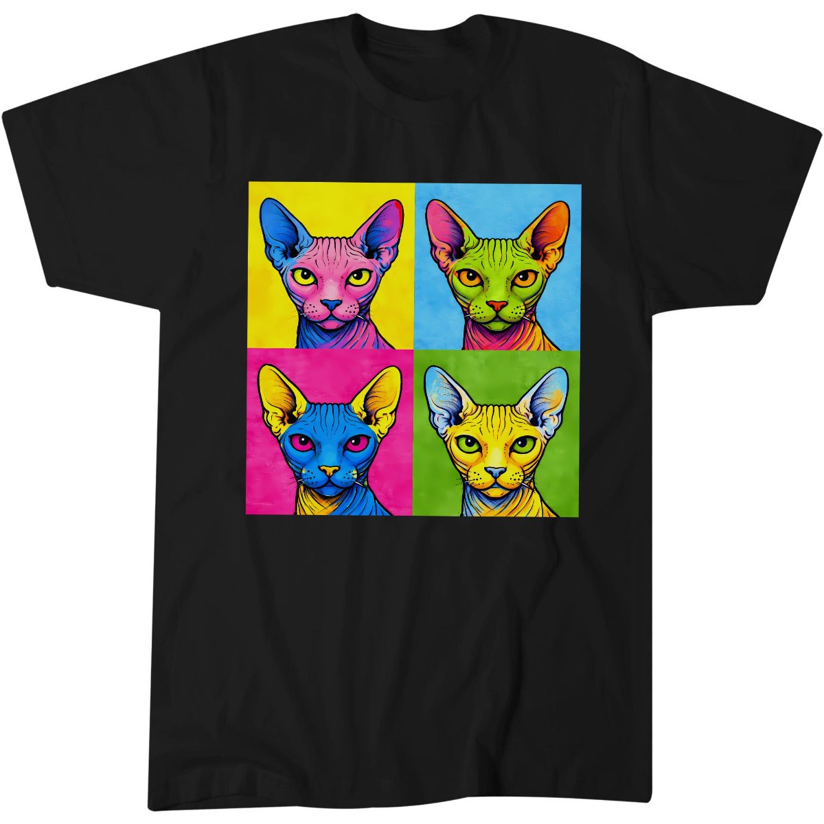 Sphynx Cat Lover Owner Fun Pop Art Bald Cat T-Shirt