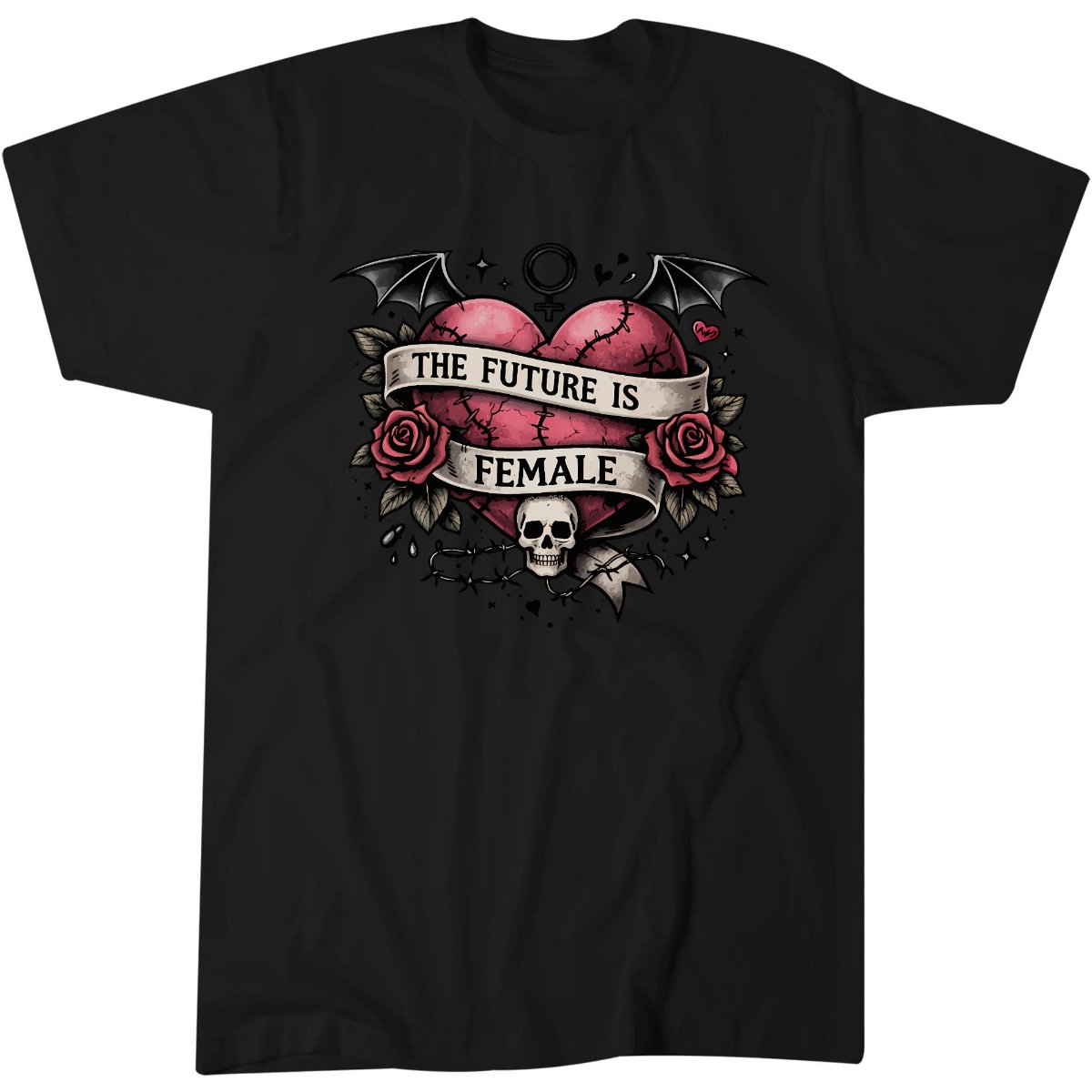 The Future Is Female Feminist Tattoo Emo Heart Pride Support T-Shirt